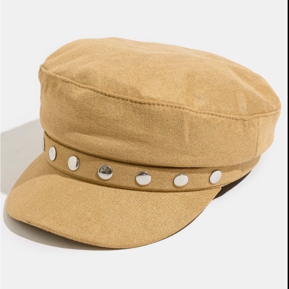 Page Boy Cap with Silver Tone Studded Detail Multiple Colors O/S (fits most) - Picture 2 of 7